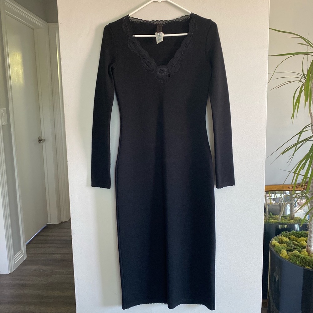 Vintage 90’s Dolce and Gabbana knit dress with lace neckline